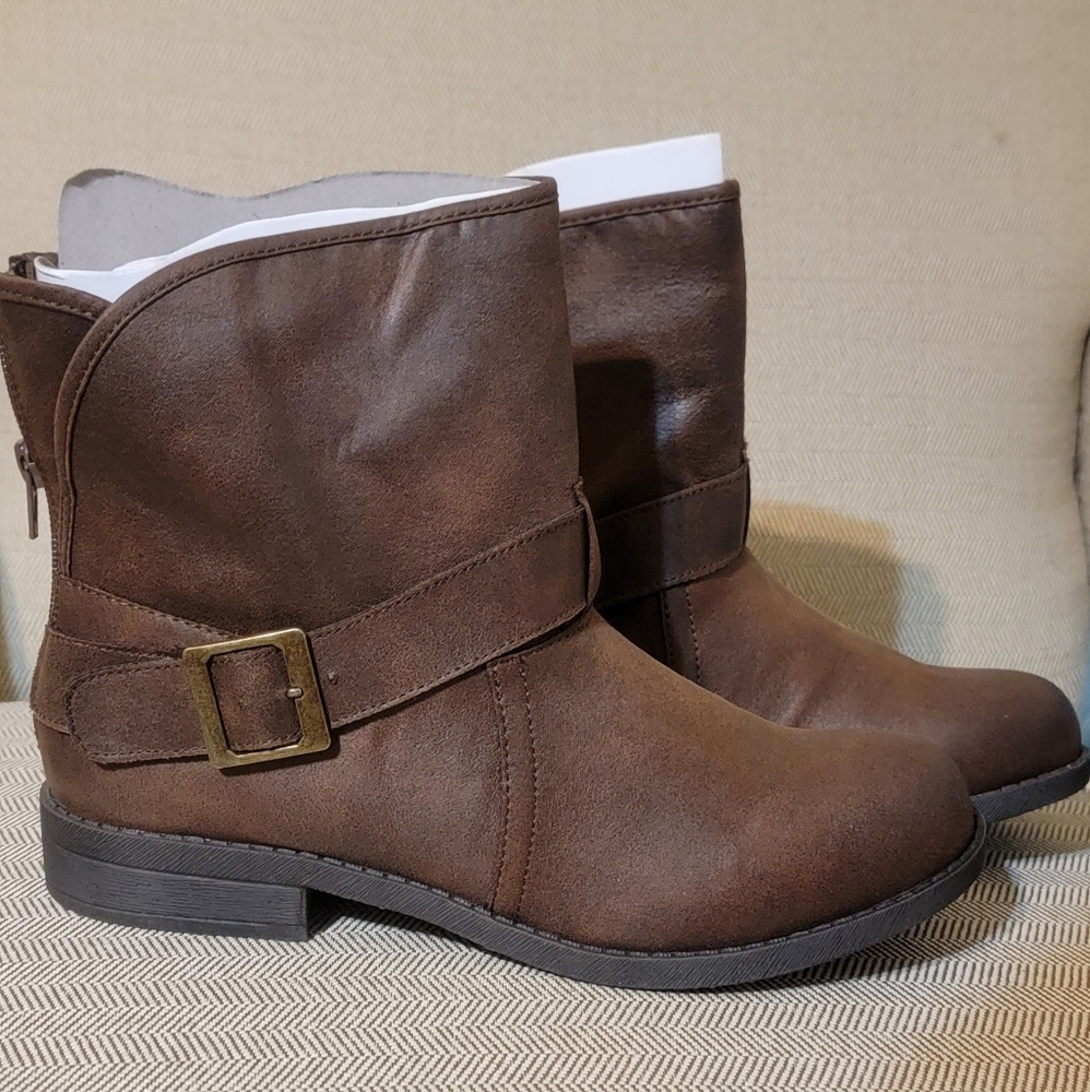 No Parking - Rugged Brown Ankle Booties with Buckle Detail